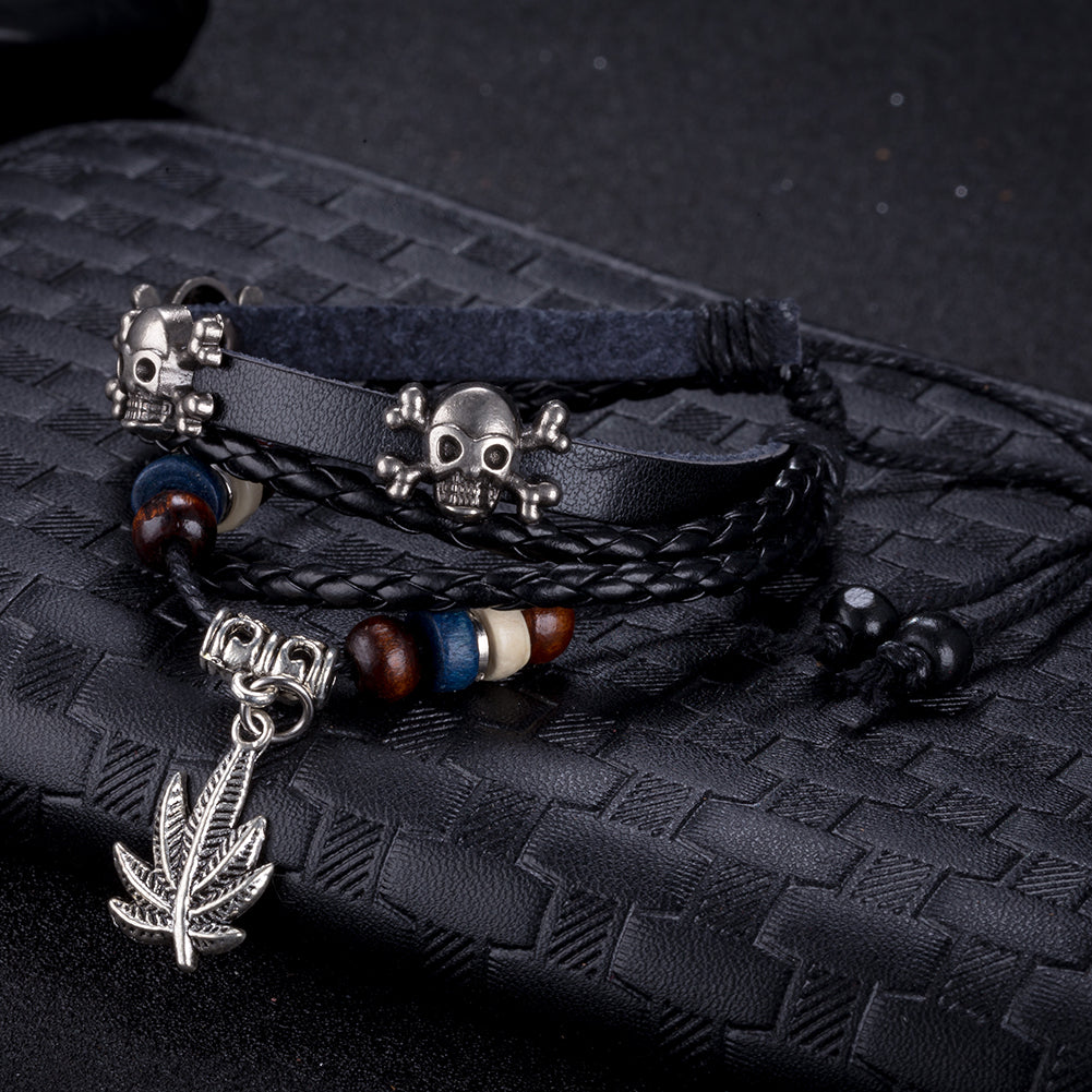 Happy plant Vegan Leather Bracelet in 18K White Gold Plated