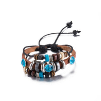 Triple Row Heart Vegan Leather Bracelet in 18K White Gold Plated