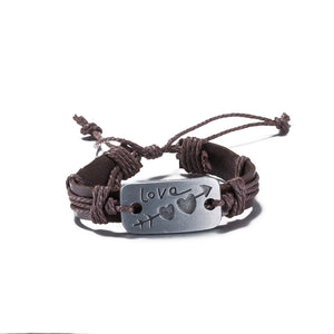 LOVE Arrow Vegan Leather Bracelet in 18K White Gold Plated