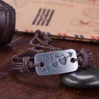 LOVE Arrow Vegan Leather Bracelet in 18K White Gold Plated