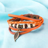 Orange Leaf Vegan Leather Bracelet in 18K White Gold Plated