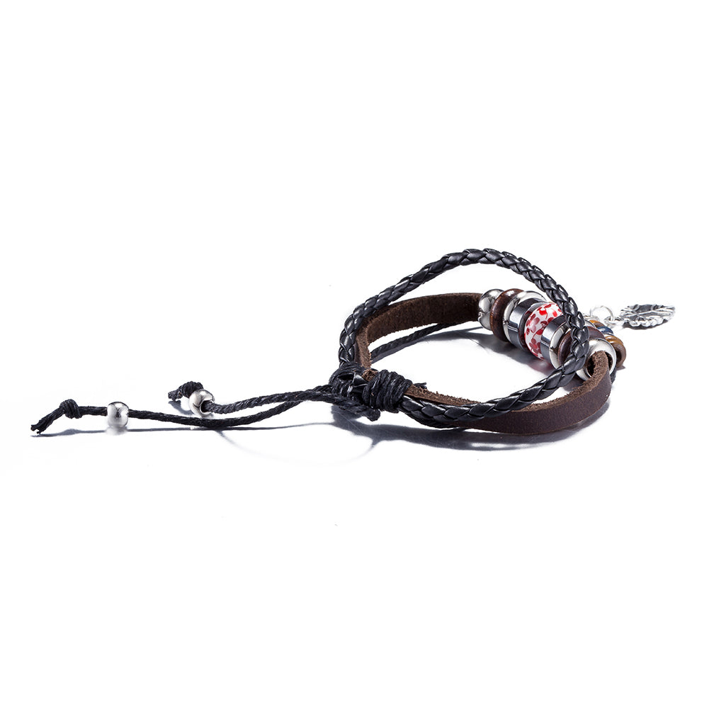Heart Vegan Leather Bracelet in 18K White Gold Plated