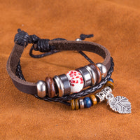 Heart Vegan Leather Bracelet in 18K White Gold Plated