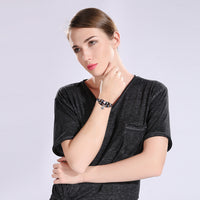 Heart Vegan Leather Bracelet in 18K White Gold Plated