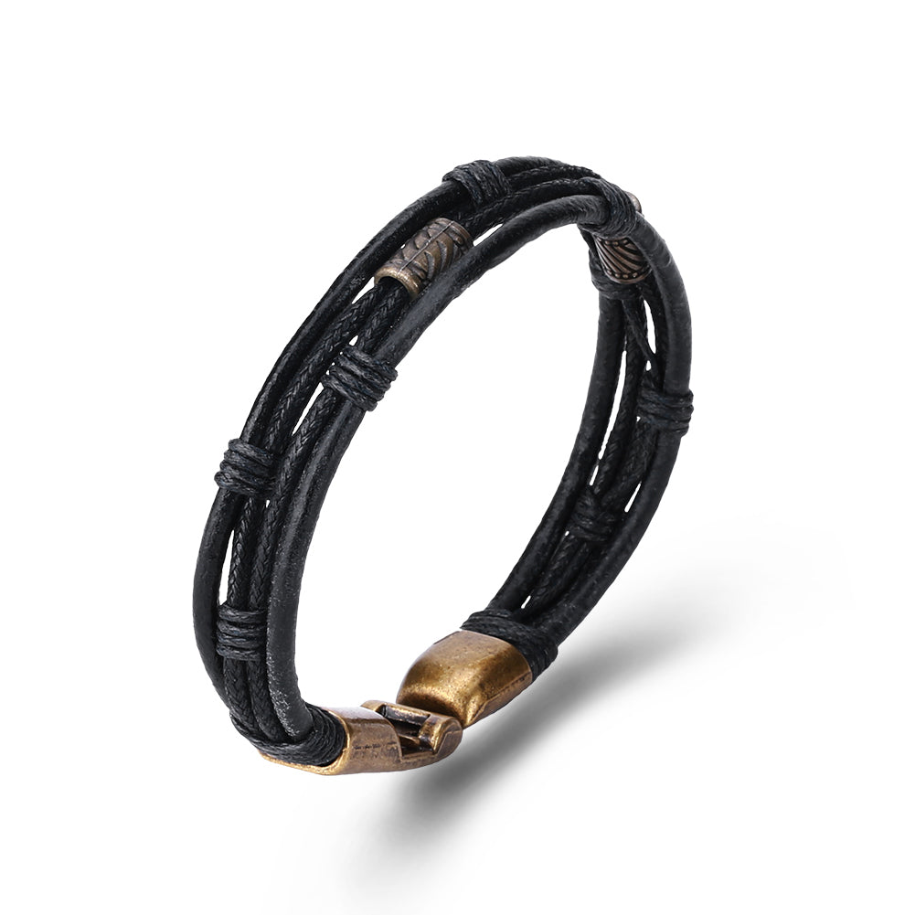 Vegan Leather Bracelet in 18K White Gold Plated