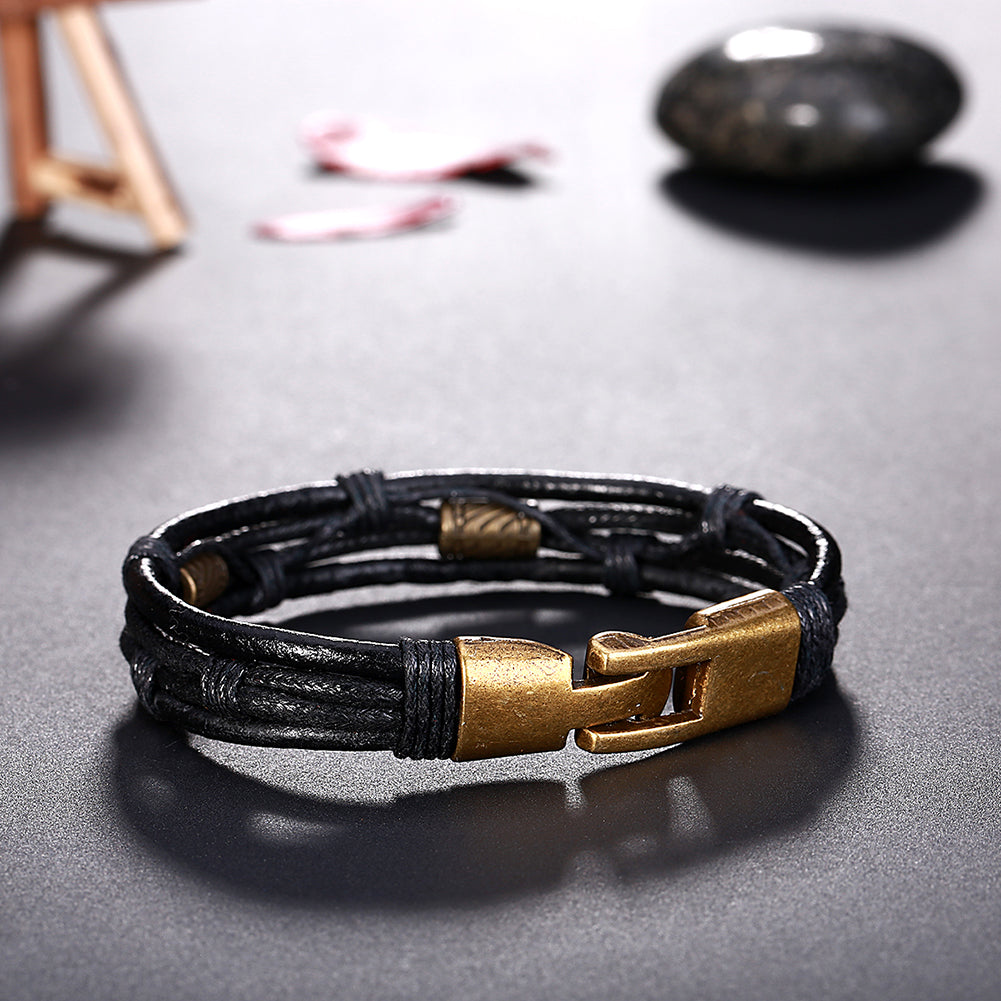 Vegan Leather Bracelet in 18K White Gold Plated