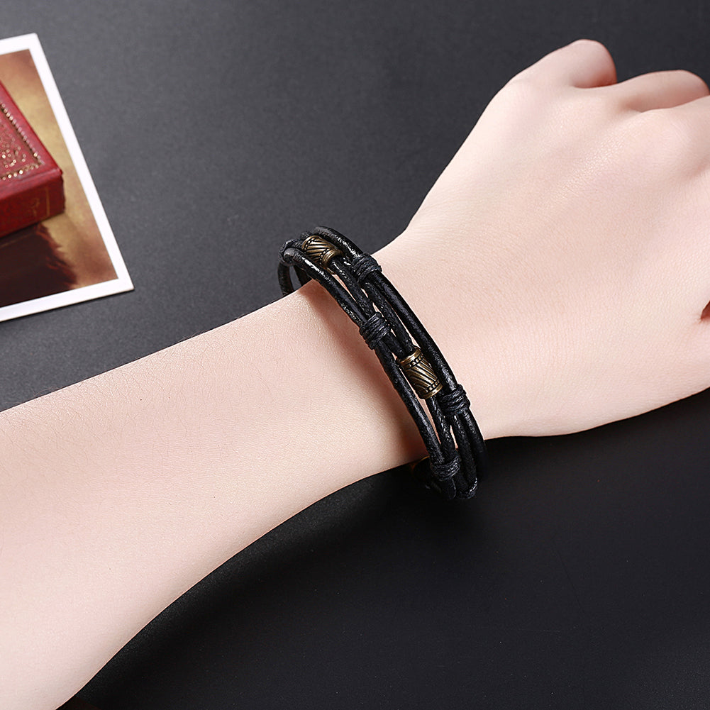 Vegan Leather Bracelet in 18K White Gold Plated