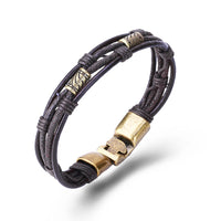 Genuine Leather Bracelet in 18K White Gold Plated