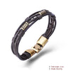 Genuine Leather Bracelet in 18K White Gold Plated