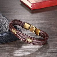 Genuine Leather Bracelet in 18K White Gold Plated
