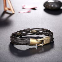 Genuine Leather Bracelet in 18K White Gold Plated