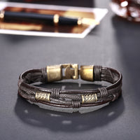 Genuine Leather Bracelet in 18K White Gold Plated