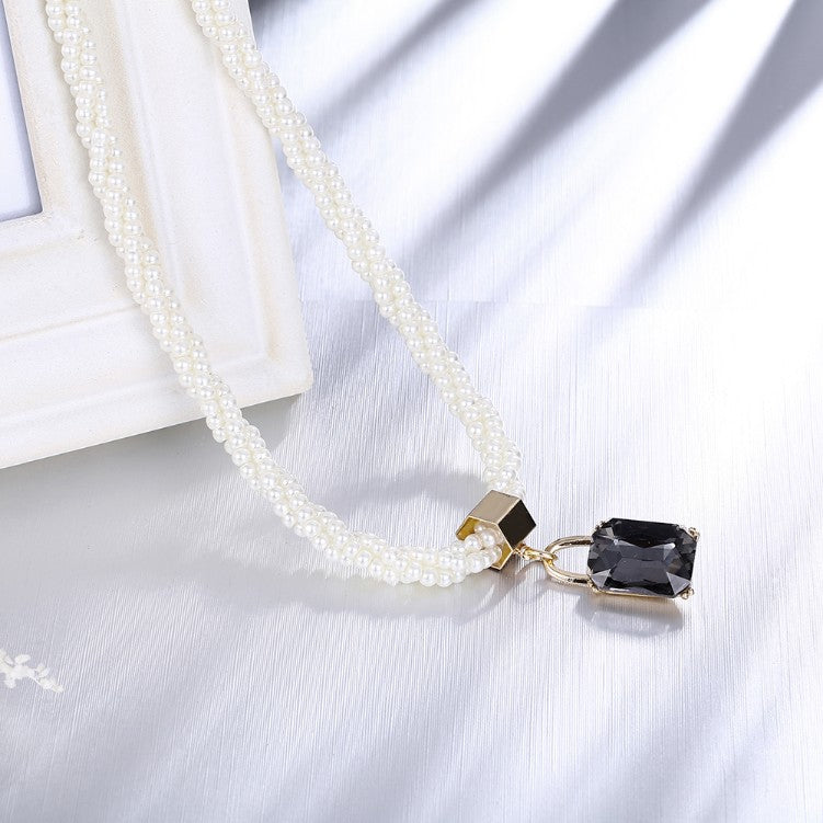 Dangling Black Gem Pearl Orchid Statement Necklace, , Golden NYC Jewelry, Golden NYC Jewelry jewelryjewelry deals, swarovski crystal jewelry, groupon jewelry,, jewelry for mom, 