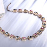 Two-Toned Gem Halo Cut Dangling Layering Necklace - Golden NYC Jewelry www.goldennycjewelry.com fashion jewelry for women