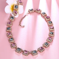 Two-Toned Gem Halo Cut Dangling Layering Necklace - Golden NYC Jewelry www.goldennycjewelry.com fashion jewelry for women