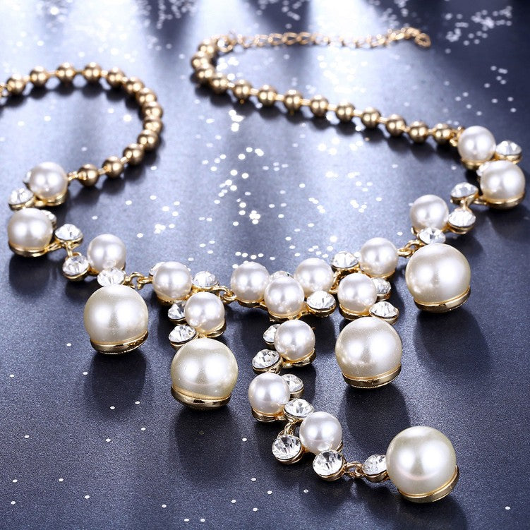Dangling Pearl Chandelier Pave Statement Necklace, , Golden NYC Jewelry, Golden NYC Jewelry jewelryjewelry deals, swarovski crystal jewelry, groupon jewelry,, jewelry for mom, 