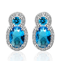 Swarovski Crystal Light Blue Stud Earring in 18K White Gold Plated