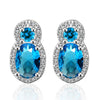 Austrian Crystal Light Blue Stud Earring in 18K White Gold Plated