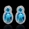 Swarovski Crystal Light Blue Stud Earring in 18K White Gold Plated