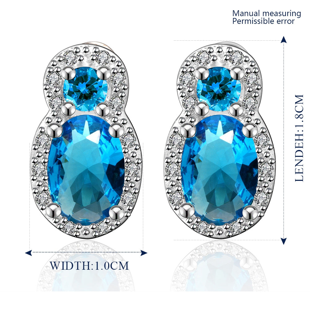 Swarovski Crystal Light Blue Stud Earring in 18K White Gold Plated