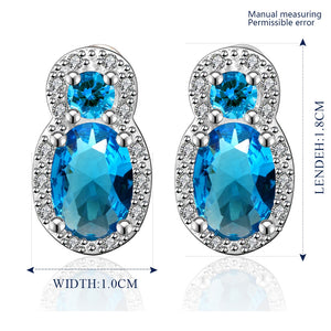 Austrian Crystal Light Blue Stud Earring in 18K White Gold Plated