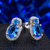 Swarovski Crystal Light Blue Stud Earring in 18K White Gold Plated