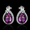 Austrian Crystal Purple Stud Earring in 18K White Gold Plated