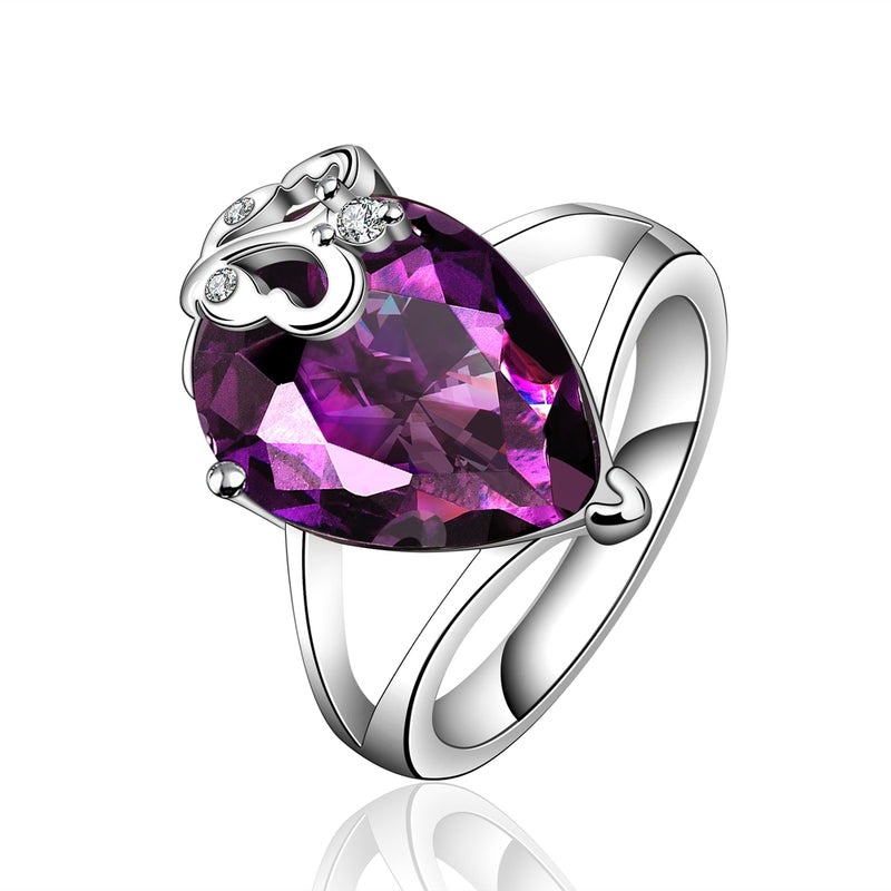 Amethyst Pear Cut 18K White Gold Ring, , Golden NYC Jewelry, Golden NYC Jewelry jewelryjewelry deals, swarovski crystal jewelry, groupon jewelry,, jewelry for mom,