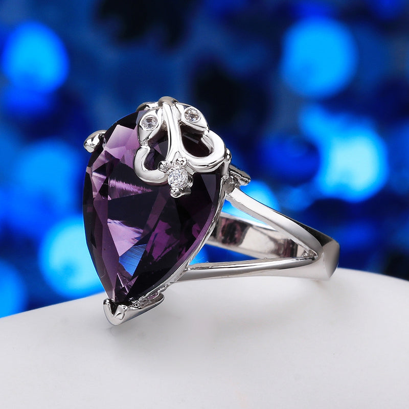 Amethyst Pear Cut 18K White Gold Ring, , Golden NYC Jewelry, Golden NYC Jewelry jewelryjewelry deals, swarovski crystal jewelry, groupon jewelry,, jewelry for mom,