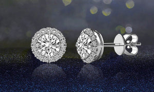 3.44 CTTW Halo Stud Earrings with Swarovski Elements, Earring, Golden NYC Jewelry, Golden NYC Jewelry  jewelryjewelry deals, swarovski crystal jewelry, groupon jewelry,, jewelry for mom,