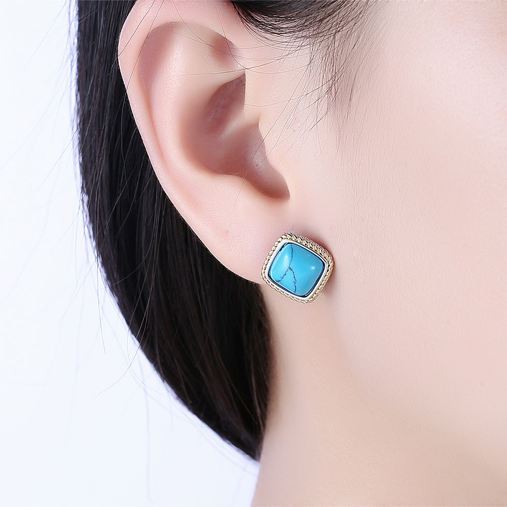 1.00 Ct Turquoise Greek Style Stud Earring in 18K Gold Plated, Earring, Golden NYC Jewelry, Golden NYC Jewelry  jewelryjewelry deals, swarovski crystal jewelry, groupon jewelry,, jewelry for mom,