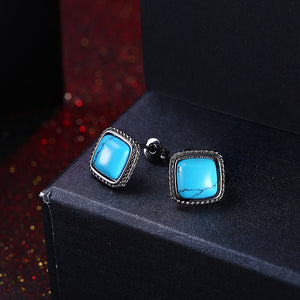 1.00 Ct Turquoise Greek Style Stud Earring in 18K White Gold Plated, Earring, Golden NYC Jewelry, Golden NYC Jewelry  jewelryjewelry deals, swarovski crystal jewelry, groupon jewelry,, jewelry for mom,