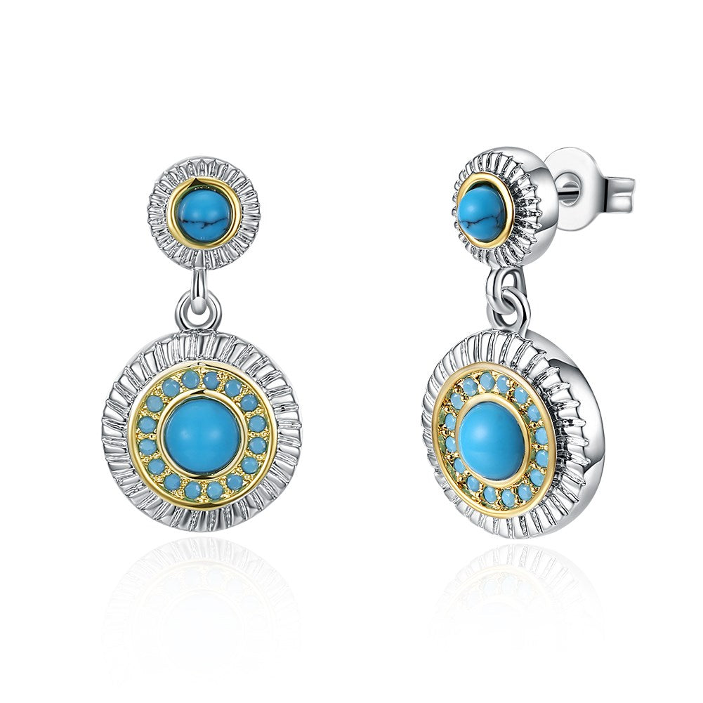 1.00 Ct Turquoise Stud Earring in 18K White Gold Plated, Earring, Golden NYC Jewelry, Golden NYC Jewelry  jewelryjewelry deals, swarovski crystal jewelry, groupon jewelry,, jewelry for mom,