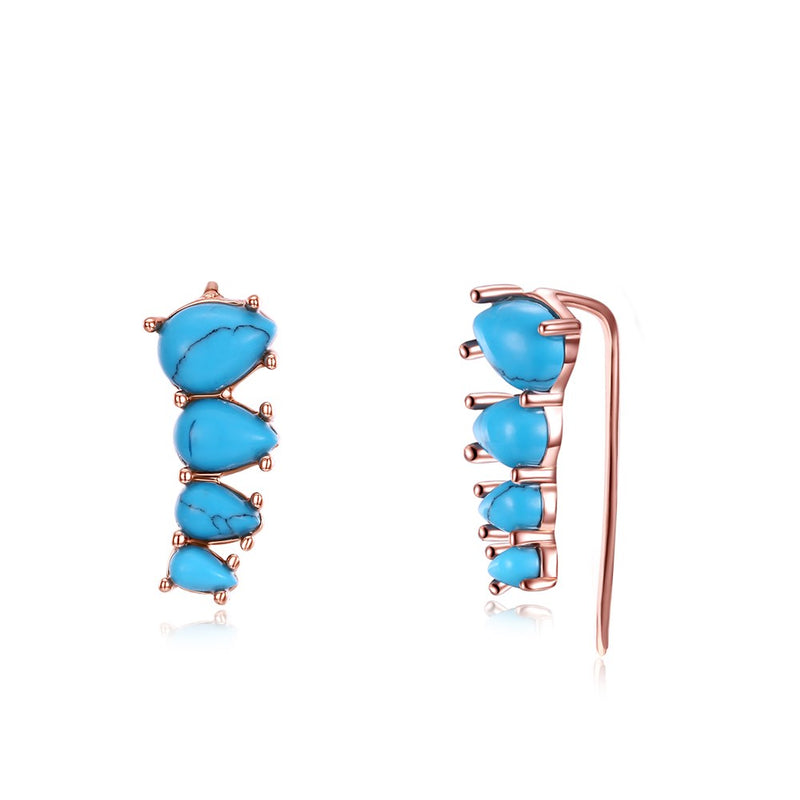 1.00 Ct Turquoise Threader Earring in 18K Rose Gold Plated, Earring, Golden NYC Jewelry, Golden NYC Jewelry  jewelryjewelry deals, swarovski crystal jewelry, groupon jewelry,, jewelry for mom,