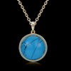 Circular Turquoise Rope Design Pendant Gold Necklace, , Golden NYC Jewelry, Golden NYC Jewelry jewelryjewelry deals, swarovski crystal jewelry, groupon jewelry,, jewelry for mom, 