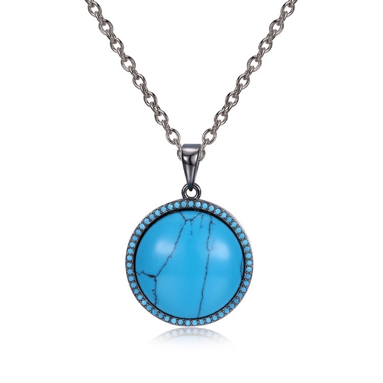 Circular Turquoise Necklace in Black Gun Plating, , Golden NYC Jewelry, Golden NYC Jewelry jewelryjewelry deals, swarovski crystal jewelry, groupon jewelry,, jewelry for mom, 