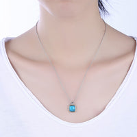 Turquoise Rope Design Square Shaped Gold Necklace - Golden NYC Jewelry www.goldennycjewelry.com fashion jewelry for women