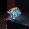 Turquoise Gold Filigree Statement Ring in 14K White Gold