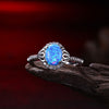Oceanic Opal Circle Pave Ring in 18K White Gold