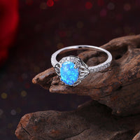 Oceanic Opal Circle Pave Ring in 18K White Gold