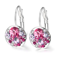 Swarovski Crystal Sapphire Leverback Earring in 18K White Gold Plated