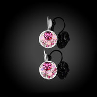 Swarovski Crystal Sapphire Leverback Earring in 18K White Gold Plated