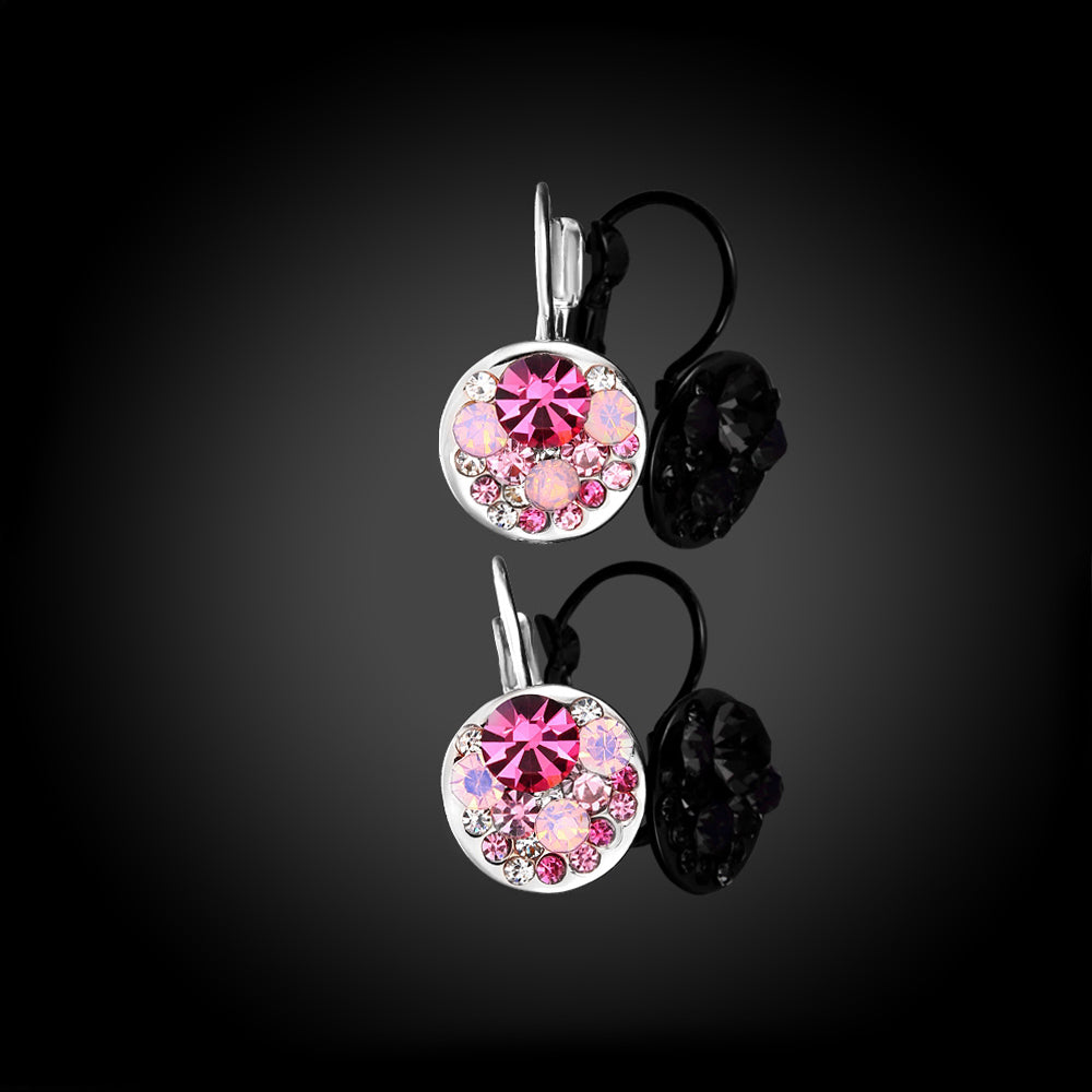 Swarovski Crystal Sapphire Leverback Earring in 18K White Gold Plated