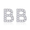 Austrian Crystals Pave Letter Stud Monogram Initial Earrings in 18K White Gold Filled