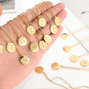 Smooth Disc Initial Necklace in 18K Gold Filled - 26 Letters Available