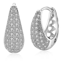 Swarovski Crystal Micro-Pave Pear Shaped Teardrop Huggies Set in 18K Gold - 3 Finishes - Golden NYC Jewelry