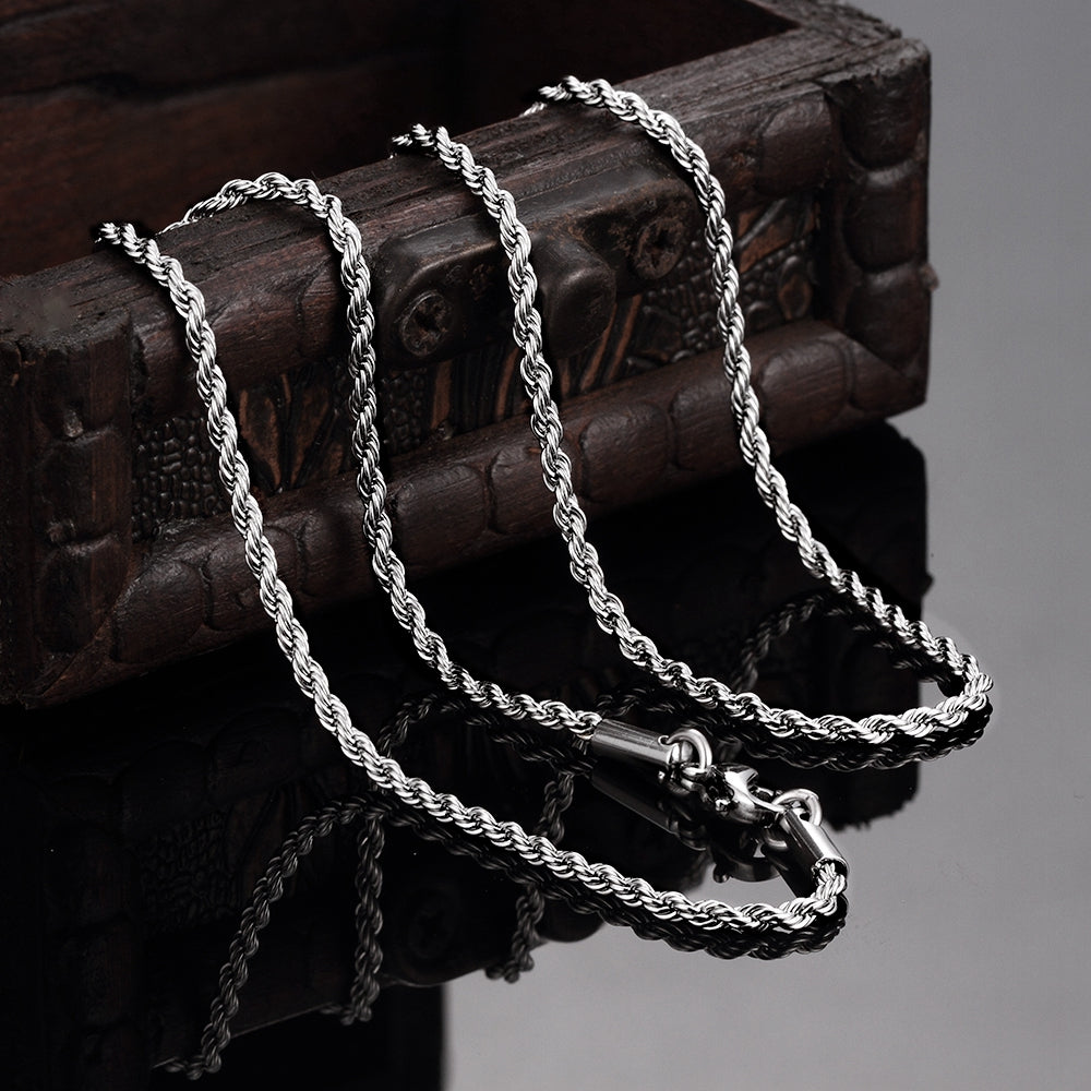 Stainless Steel 2mm Singapore Twist Chain Necklace
