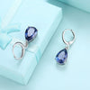 5.55 CTTW Sapphire Pear Shaped Drop Earrings Set in 18K White Gold - Golden NYC Jewelry