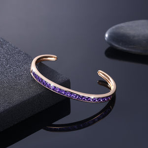 Princess Cut Austrian Elements Bangle in 14K Gold - Purple