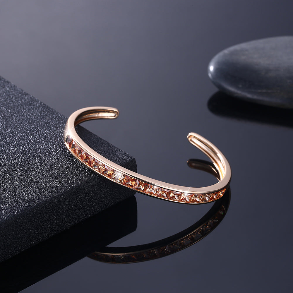 Princess Cut Austrian Elements Bangle in 14K Gold - Gold